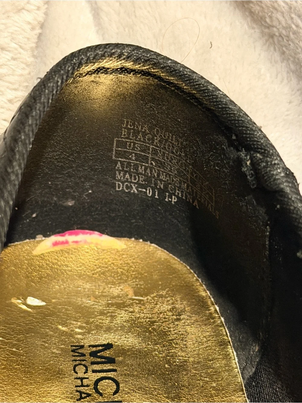 Michael Kors Black Quilted Ballet Flats with Gold Toe Caps